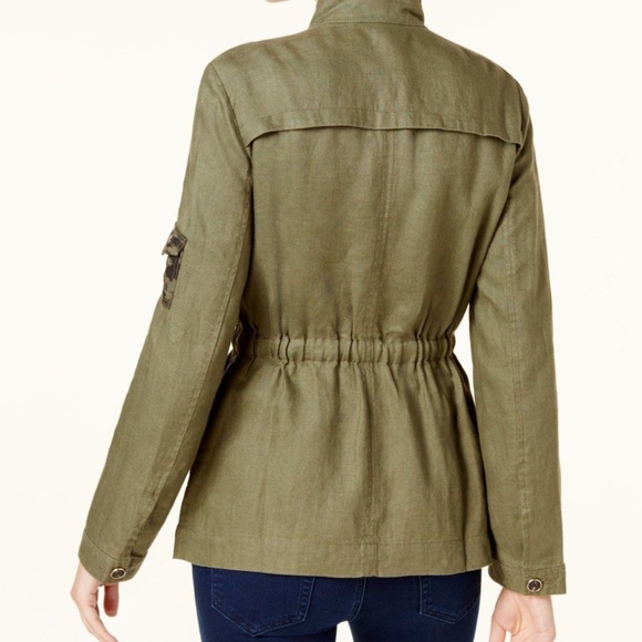 women's Embellished Utility Jacket Olive Drab - Picture 2 of 3